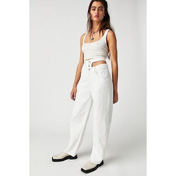 NWT AGOLDE Broken Waistband Ultra High Rise Straight Jean in Milkshake, Size 24 - Picture 7 of 16